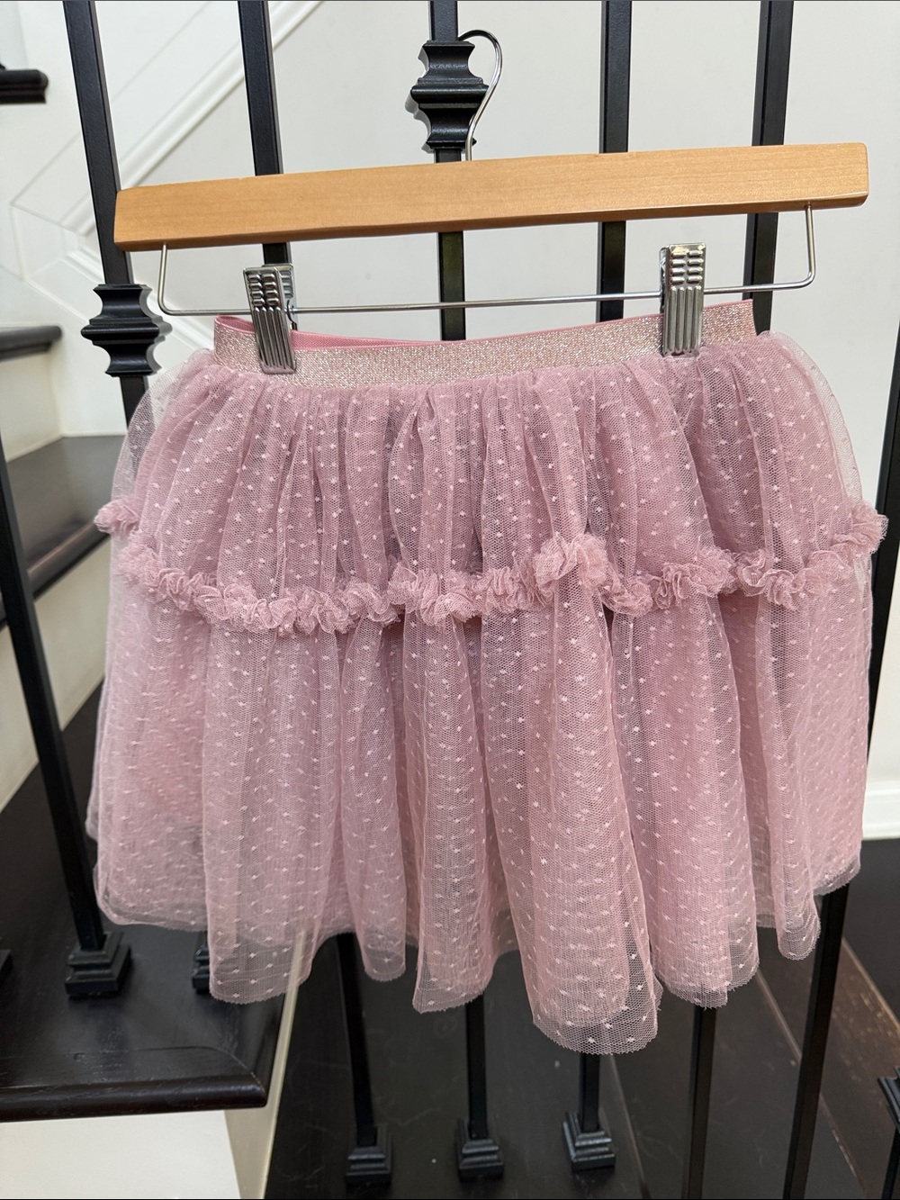 Jamie Kay Dusty Pink Layered Tulle Skirt with Dotted Mesh